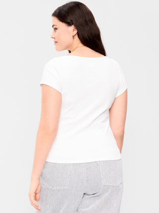 Camiseta Ajustada con Cuello Barco