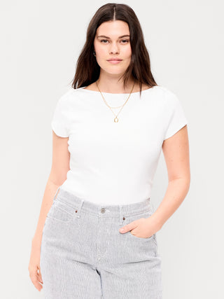 Camiseta Ajustada con Cuello Barco