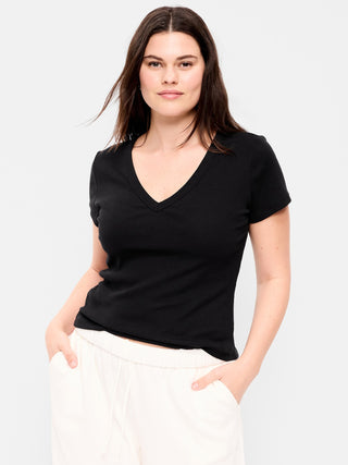Camiseta Ajustada Manga Corta de Algodón