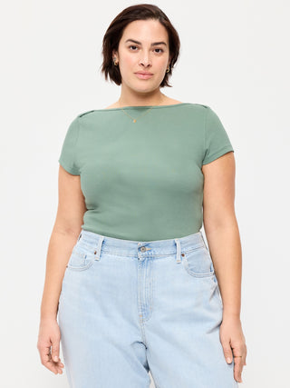 Fitted Boat Neck T-Shirt