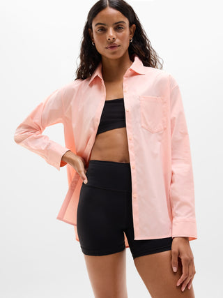 Oversized Long-Sleeve Shirt with Pockets