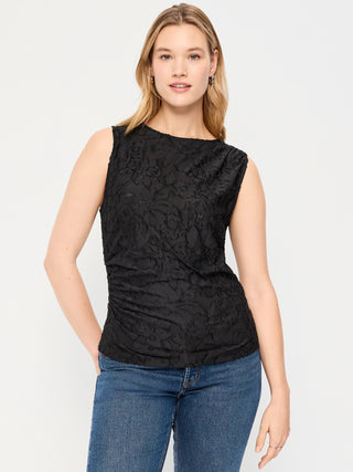 Camiseta Drapeada con Tejido Jacquard