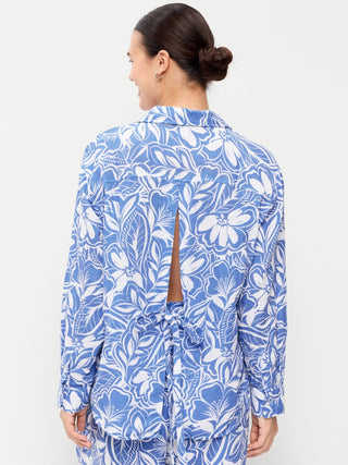 Camisa Oversized Manga Larga Estampado Floral