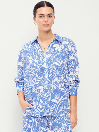 Camisa Oversized Manga Larga Estampado Floral