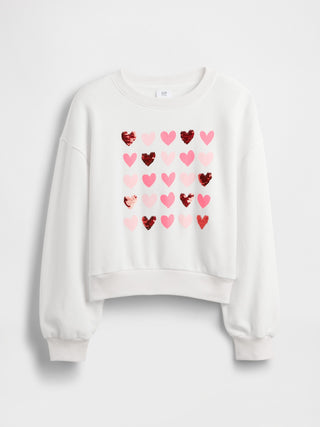 Sudadera Cuello Redondo con Flor de Lentejuelas, Niña