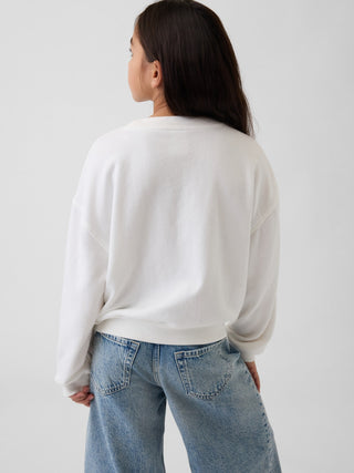 Sudadera Cuello Redondo con Flor de Lentejuelas, Niña