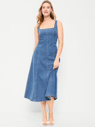 Vestido Denim con Escote Cuadrado