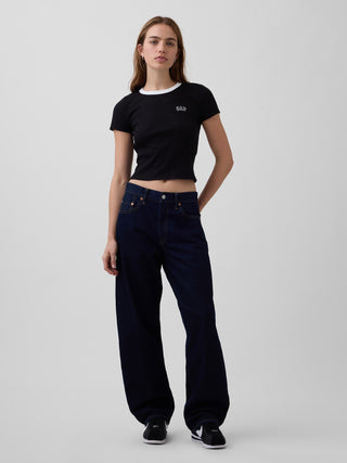 Camiseta Manga Corta Acanalada con Logo