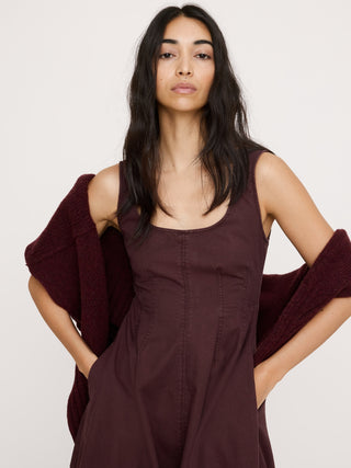 Vestido Midi con Cuello Redondo de Algodón