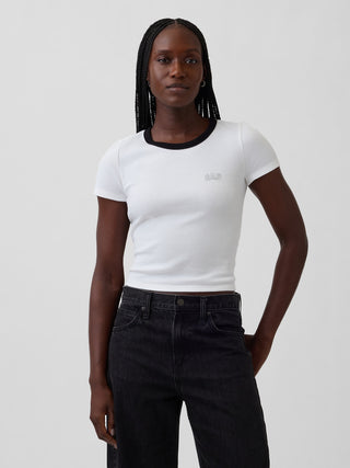 Camiseta Manga Corta Acanalada con Logo