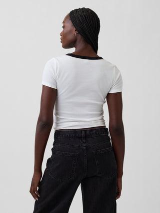 Camiseta Manga Corta Acanalada con Logo