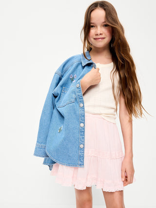 Enagua Cintura Elástica Tejido Arrugado, Niña