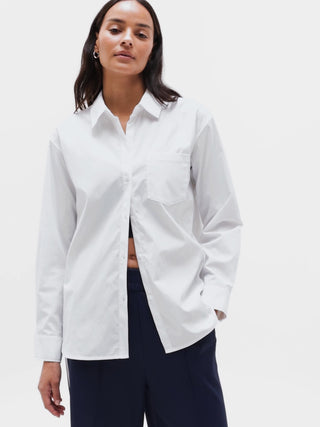 Camisa Oversize Manga Larga con Bolsillos