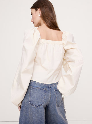 Blusa Cuello Cuadrado Mangas con Volumen