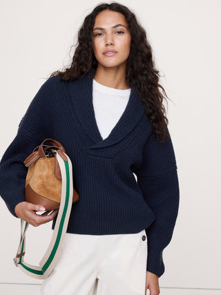 Sudadera Oversize con Cuello Chal de Lana