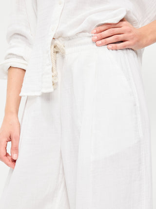 High Waist Crinkled Effect Pants with Pockets
