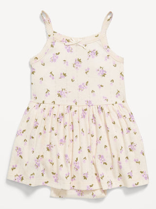 Vestido body punto pointelle estampado para bebé.