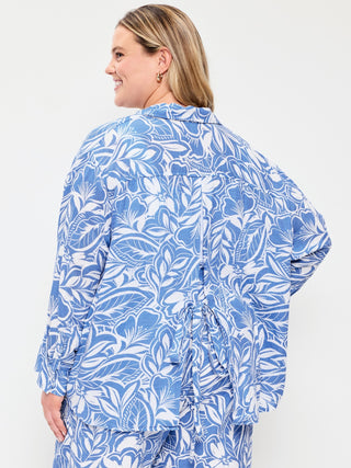 Camisa Oversized Manga Larga Estampado Floral