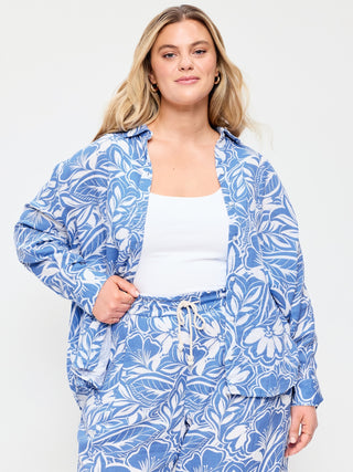 Camisa Oversized Manga Larga Estampado Floral