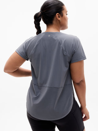 Sports T-shirt Round Neck Mesh Detail