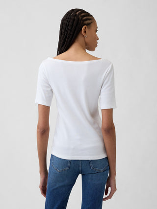 Modern Ribbed Boatneck Top.