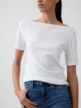 Modern Ribbed Boatneck Top.