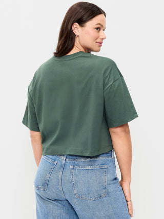 Camiseta corta extragrande con cuello redondo vintage.