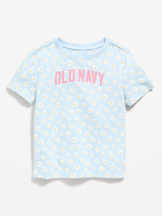 Camiseta De Manga Corta Con Logo Gráfico Para Niñas Pequeñas.