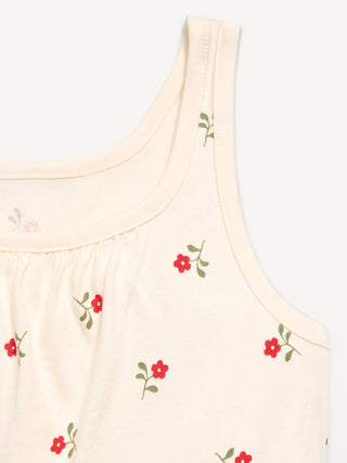 Vestido estampado sin mangas y con vuelo para niñas.