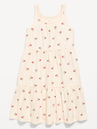 Vestido estampado sin mangas y con vuelo para niñas.
