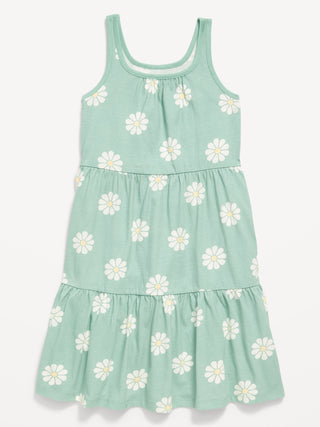Vestido estampado sin mangas y con vuelo para niñas.