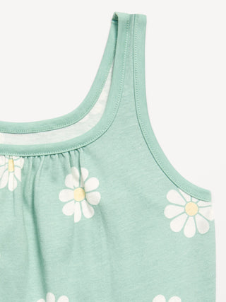 Vestido estampado sin mangas y con vuelo para niñas.