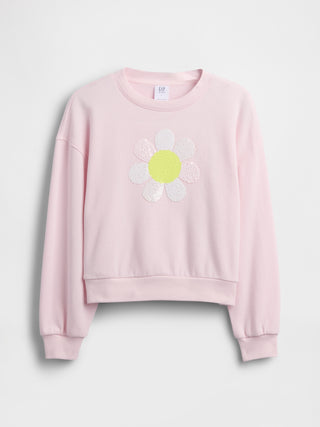 Sudadera con estampado de lentejuelas y cuña extragrande para niños.