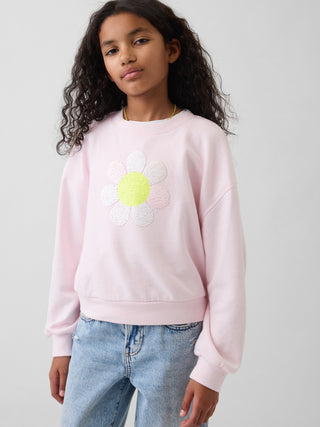 Sudadera con estampado de lentejuelas y cuña extragrande para niños.