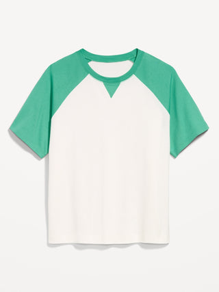 Camiseta raglán vintage con cuello redondo.
