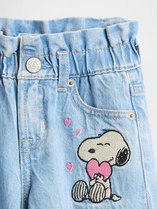 Vaqueros tipo herradura sin cierres Snoopy para bebés y niños pequeños.