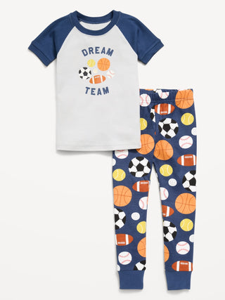 Conjunto de pijama ajustado con estampado gráfico para niños pequeños y bebés.
