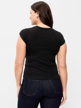 Camiseta Ajustada Cuello V de Algodón