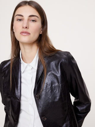 Camisa Cropped Manga Larga de Algodón