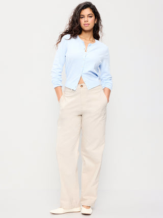 Pantalón Recto Talle Alto con Bolsillos
