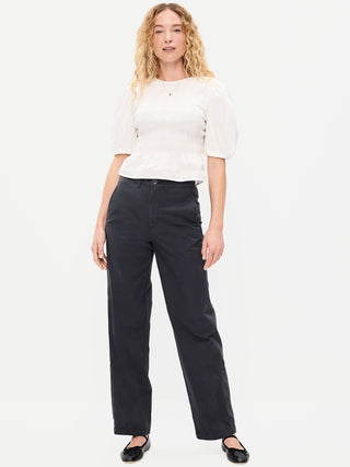 Pantalón Recto Talle Alto con Bolsillos