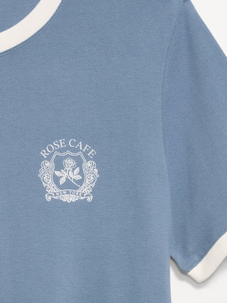 Camiseta de piqué con cuello redondo.