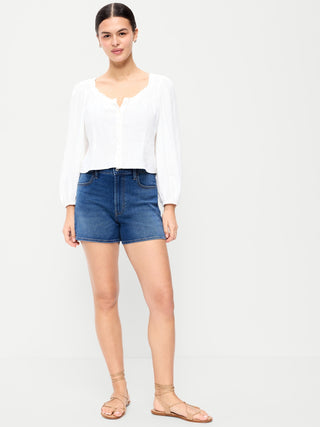 Short Denim Talle Alto con Bolsillos