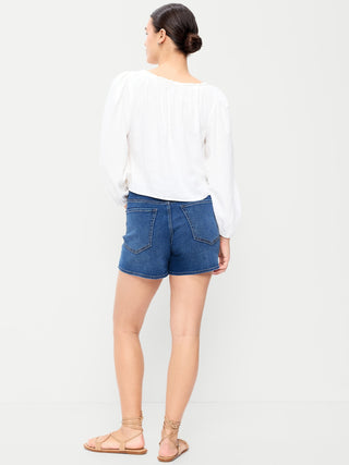 Short Denim Talle Alto con Bolsillos