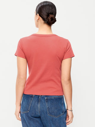 Camiseta Ajustada Manga Corta de Algodón