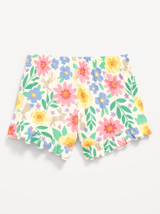 Shorts De Canalé Con Volantes Para Niñas Pequeñas.