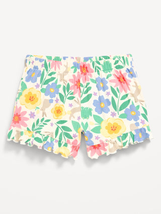 Shorts De Canalé Con Volantes Para Niñas Pequeñas.