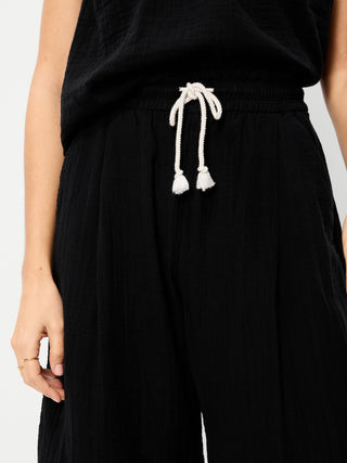 High Waist Crinkled Effect Pants with Pockets