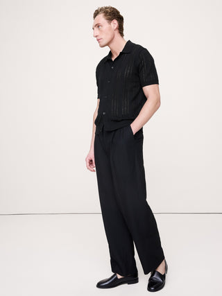 Camisa Manga Corta Semitransparente de Lino