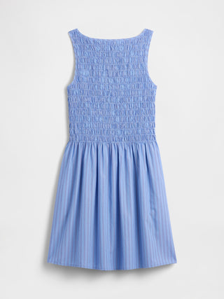 Minivestido fruncido con cuello barco.